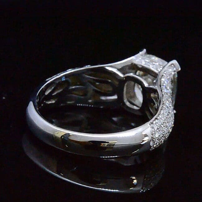 Cushion cut wide shank engagement ring side profile