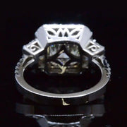 2.50 Ct. Radiant Cut Three Stone Diamond Dual Halo Engagement Ring G, VVS1 GIA
