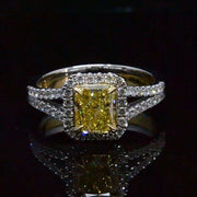 Fancy Intense Yellow Halo Radiant Cut Diamond Ring
