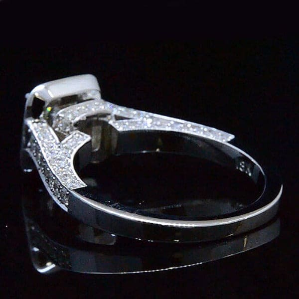 Halo Princess Cut Unique Engagement Ring Side Profile