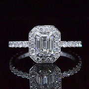 1.95 Ct. Emerald Cut Halo Diamond Engagement Ring GIA