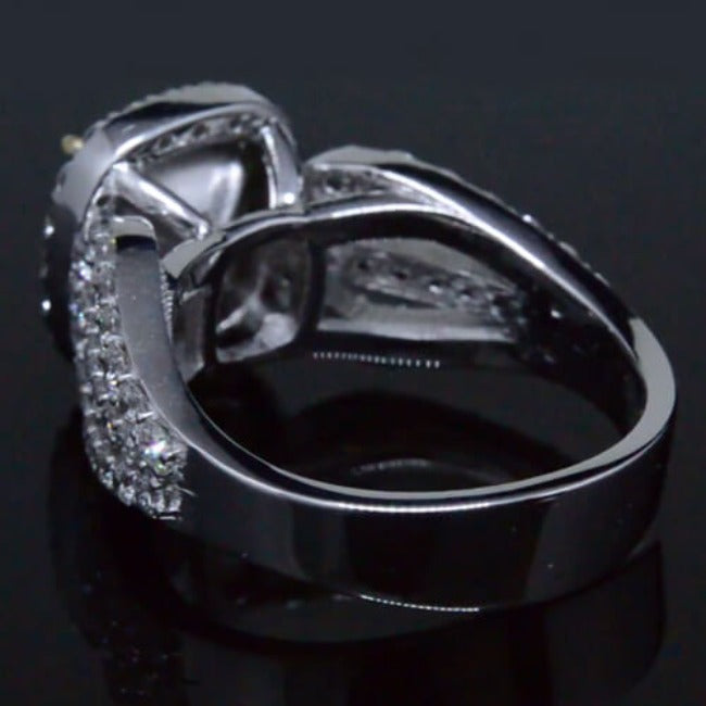 Fancy Yellow Halo Engagement Ring Side Profile