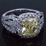 3.67 Ct. Radiant Cut Fancy Yellow Diamond Engagement Ring