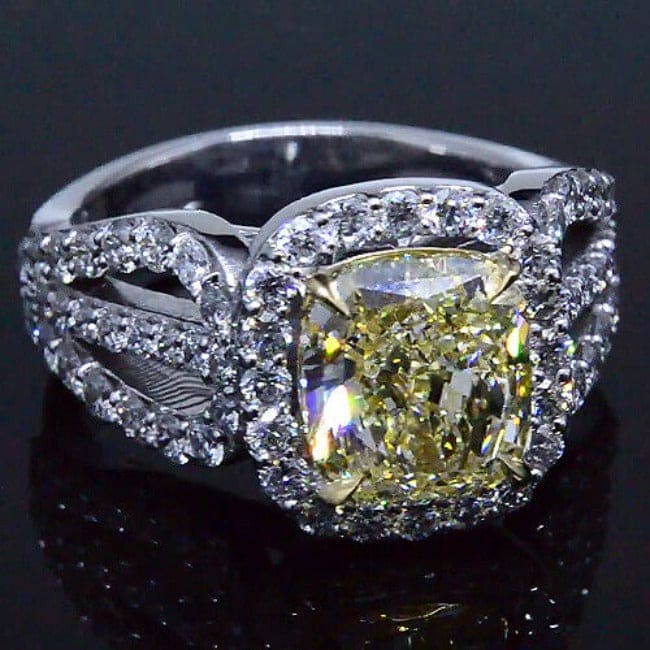 Fancy Yellow Halo Engagement Ring