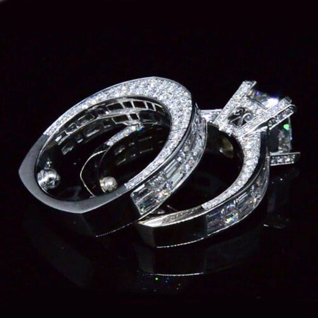 Wide shank cushion cut diamond ring  side profile