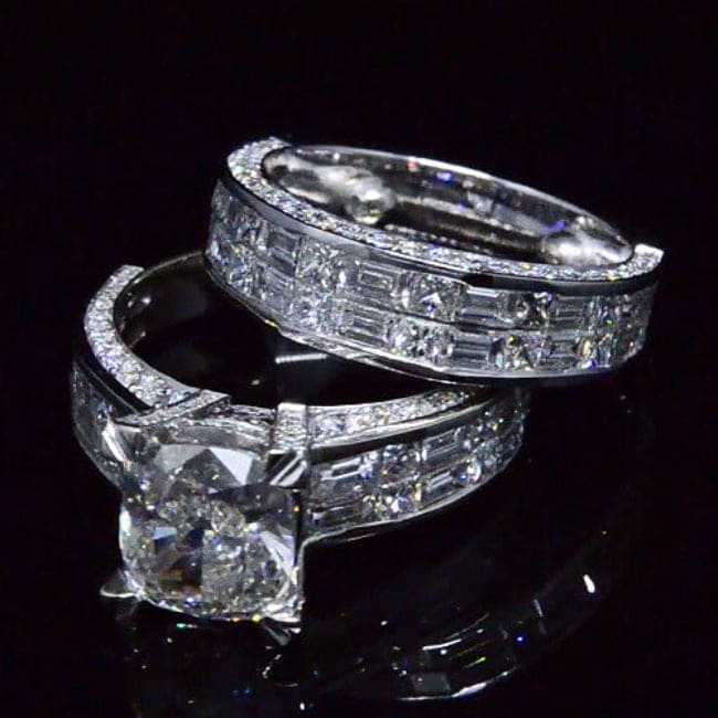Wide shank cushion cut diamond ring 