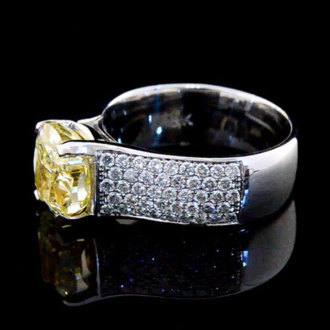  Yellow Pave Engagement Ring Side Profile