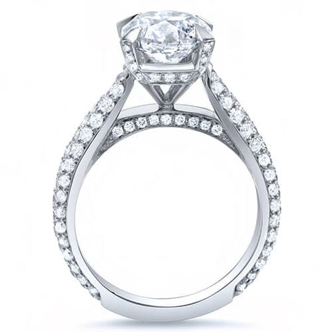 3.44 Ct. Cushion Cut w/ Round Cut Micro Pave Diamond Engagement Ring F,VVS2 GIA