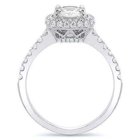 Halo Asscher Cut Pave Engagement Ring Side Profile