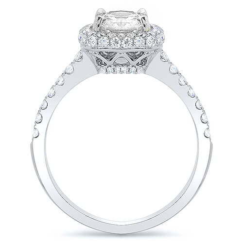 Halo Asscher Cut Pave Engagement Ring Side Profile