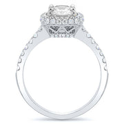 1.77 Ct. Asscher Cut Halo Micro Pave & U-Setting Diamond Engagement Ring H,VVS2 GIA