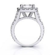 2.50 Ct. Halo Asscher Cut Split Shank Diamond Engagement Ring I,VVS2 GIA