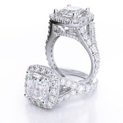 2.50 Ct. Halo Asscher Cut Split Shank Diamond Engagement Ring I,VVS2 GIA