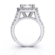 Halo Asscher Cut Split Shank Engagement Ring Side Profile