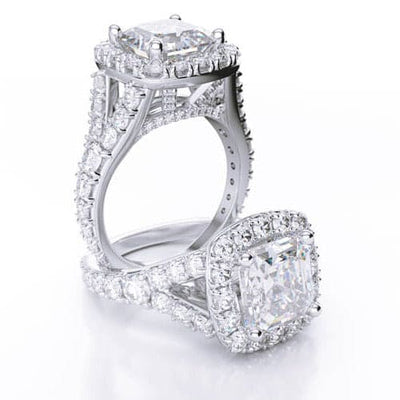 Halo Asscher Cut Split Shank Engagement Ring