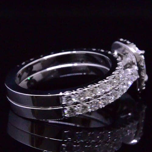 Cushion Halo Engagement Ring Set Back View