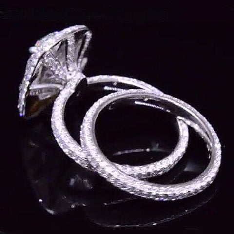 5.61 Ct. Oval Cut Diamond Halo Engagement Bridal Set GIA Platinum