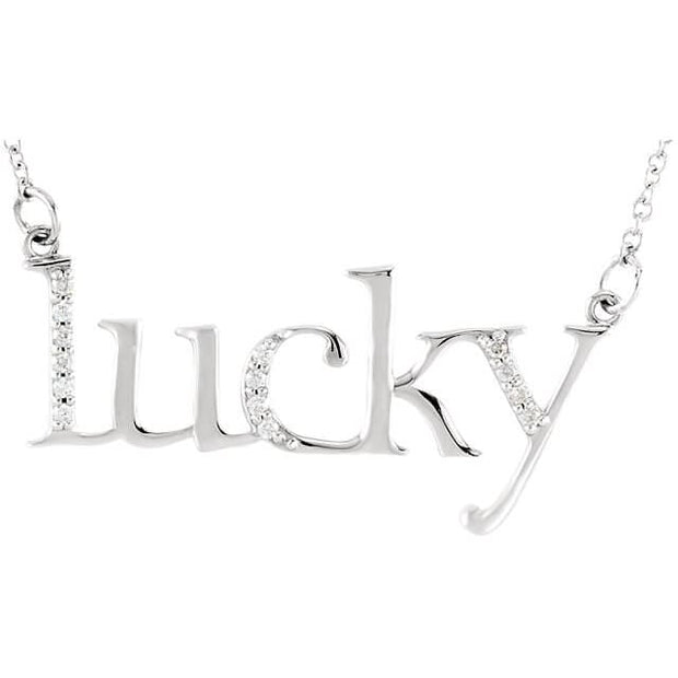 Diamond "Lucky" Expression Pendant Necklace