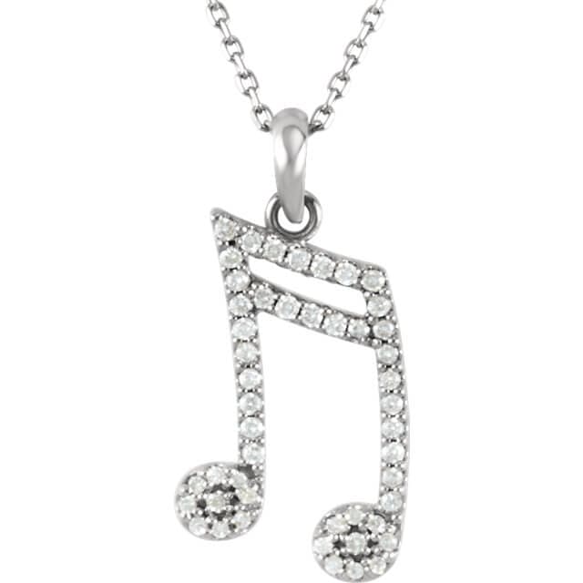 Diamond double sixteenth note expression pendant necklace