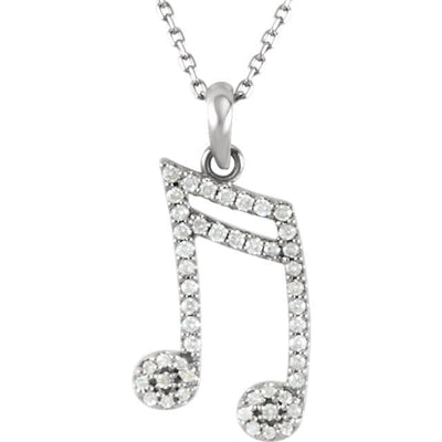 Diamond Double Sixteenth Note Expression Pendant Necklace