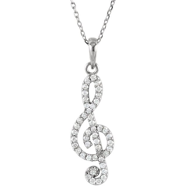 Diamond petite treble clef expression pendant necklace