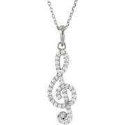Diamond Petite Treble Clef Expression Pendant Necklace