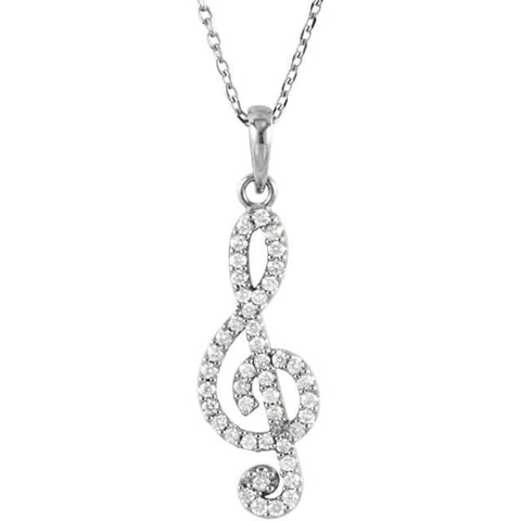 Diamond Petite Treble Clef Expression Pendant Necklace