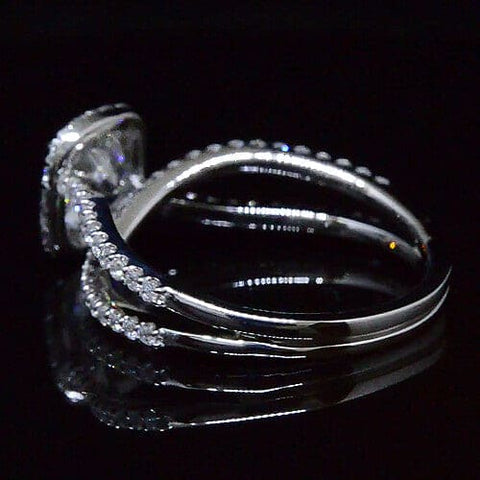 2.26 Ct. Cushion Cut Halo Round Cut Pave Diamond Engagement Ring