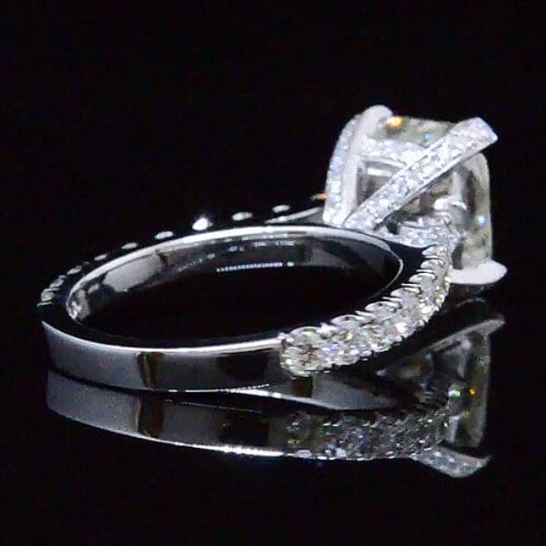 Rectangle radiant cut engagement ring  profile view