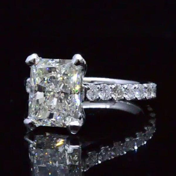 Elongated Radiant Hidden Halo Engagement Ring, Ctw I VS2 GIA