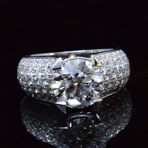 Round Cut Engagement Ring Pave Wide Shan
