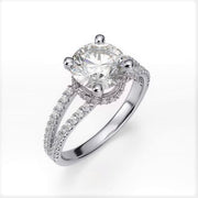 Hidden Halo Split Shank Diamond Ring