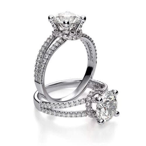 Hidden Halo Split Shank Diamond Ring