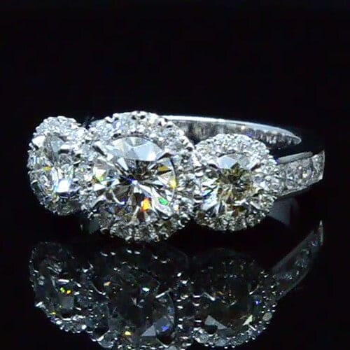 14k WG 0.70CT 4-Prong Head with Channel Set Diamond Shank Engagement Ring  Mounting (Center Sold Separately)