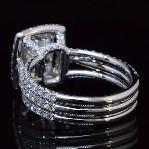 Halo Split Shank Cushion Cut Diamond Ring