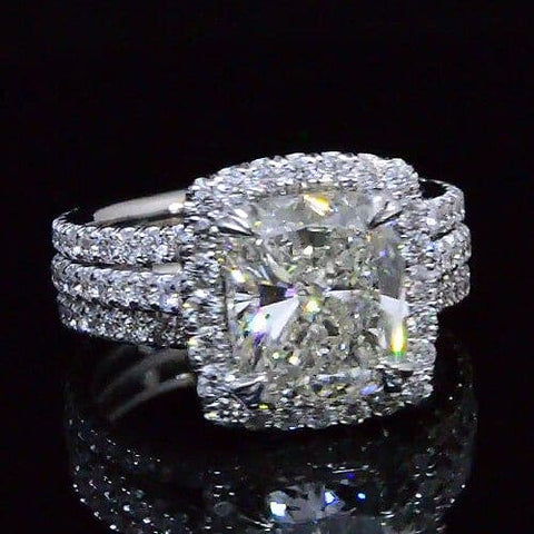 Halo Split Shank Cushion Cut Diamond Ring