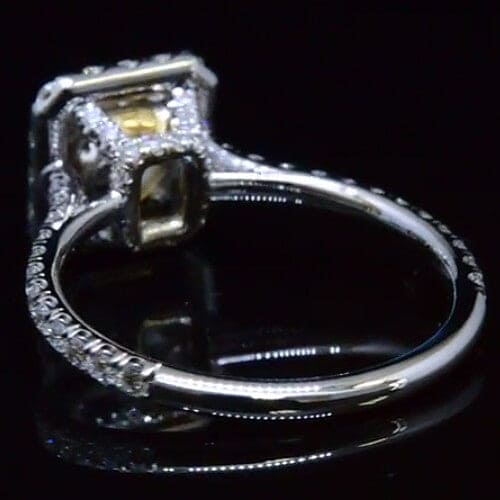 2.71 Ct. Cushion Cut Fancy Yellow Diamond Engagement Ring GIA