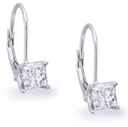 1.00 ct. Lever Back Princess Cut Diamond Earrings