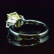 3 Stone Yellow Emerald Cut Diamond Ring
