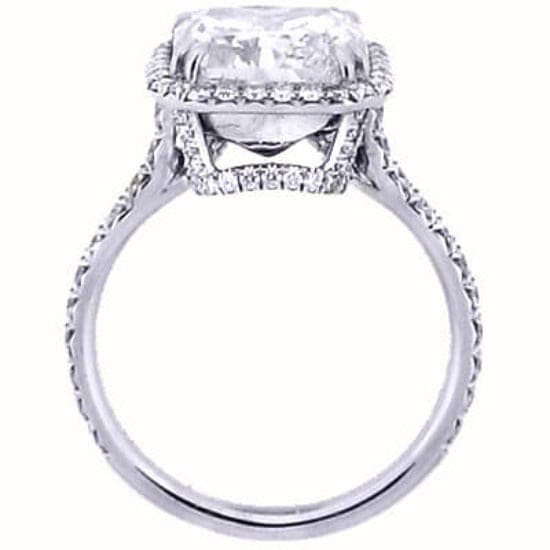 French pave halo princess cut engagement ring profile view