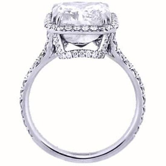 Halo princess cut diamond engagement ring side view