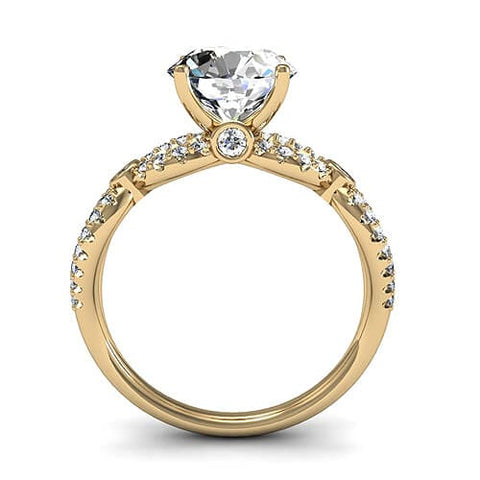 Twisted Diamond Engagement Ring Profile Yellow