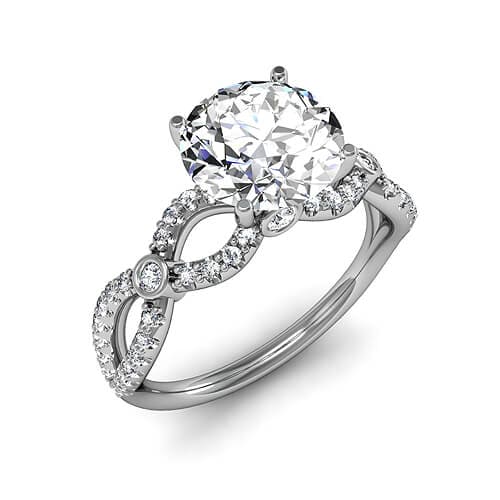 Round Cut Twisted Engagement Ring, Ct H VS1 GIA