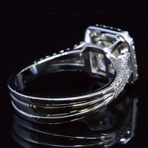 Halo Cushion Cut Split Shank Engagement Ring
