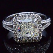 Halo Cushion Cut Split Shank Engagement Ring