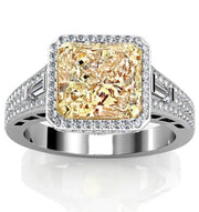 Square Fancy Yellow Radiant Cut Engagement Ring