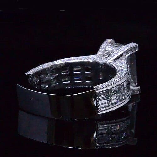 Emerald Cut Wide Shank Engagement Ring Side Profile