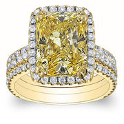3.31 Ct. Canary Fancy Light Yellow Radiant Cut Diamond Engagement Ring VS2 GIA