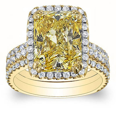 3.31 Ct. Canary Fancy Light Yellow Radiant Cut Diamond Engagement Ring VS2 GIA