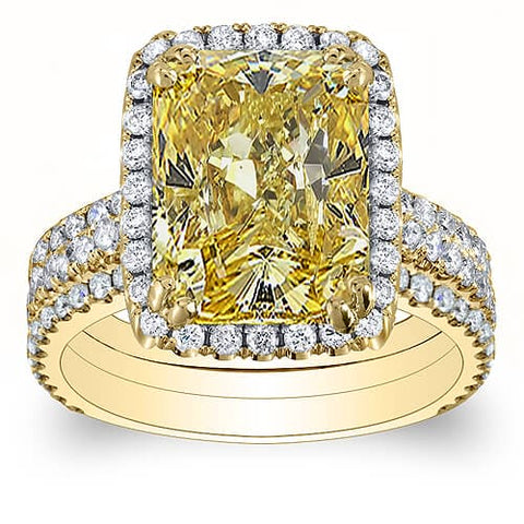 3.31 Ct. Canary Fancy Light Yellow Radiant Cut Diamond Engagement Ring VS2 GIA